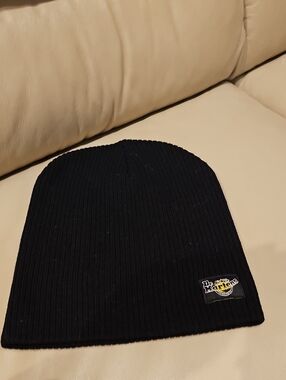 Dr. Martens Black Rib Knit Beanie with Brand Patch